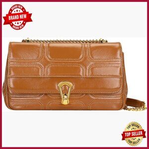 Quilted Leather Crossbody Bag with Chain Strap, Multi-Pocket Hobo Purse